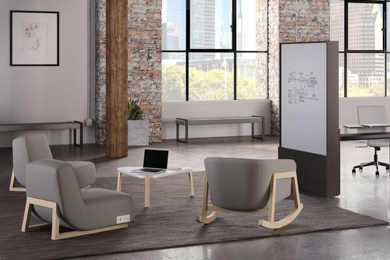 Native freestanding media wall and Indie lounge